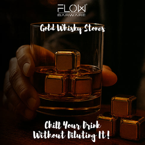Gold Whisky Stones Gift Set